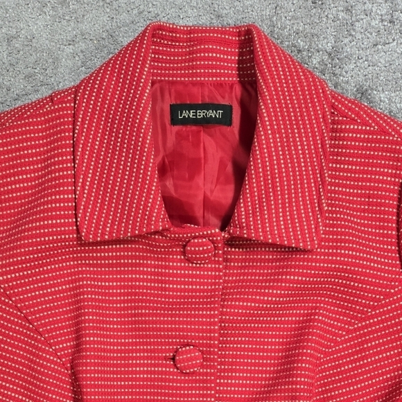 Lane Bryant Red Dotted Blazer Pockets Peacoat Whimsical Retro Look Preppy - Picture 4 of 8